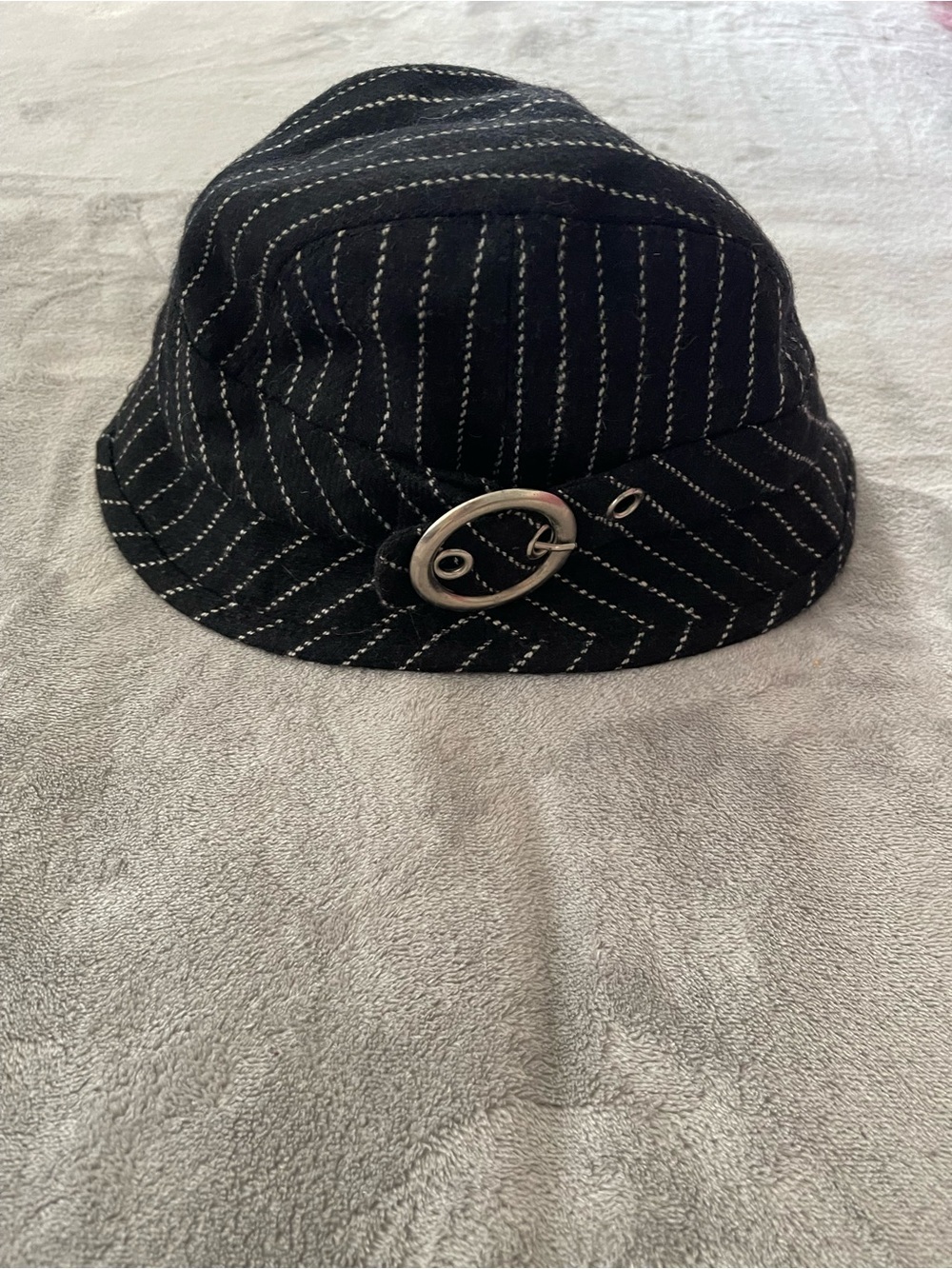 Body Central Black Pinstripe Women's Bucket Hat with Silver Accent
